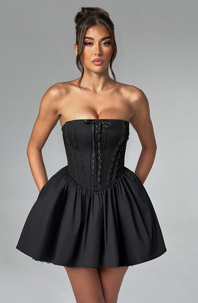 Schwarzes Evie Mini-Kleid