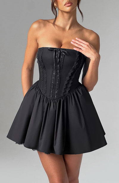 Schwarzes Evie Mini-Kleid