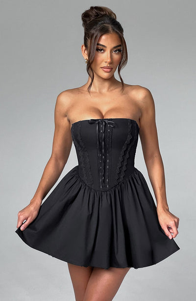 Schwarzes Evie Mini-Kleid