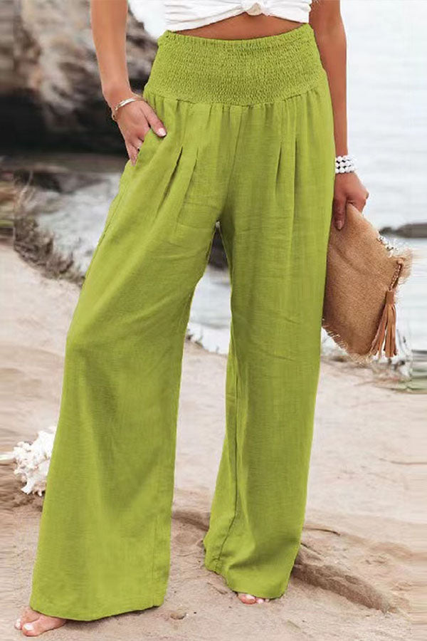 Audrey® | Gesmokte Hose aus Leinenmischung von Fresh Air mit Taschen