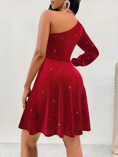 Elina | Elegante One-Shoulder Hemdkleid mit Volant