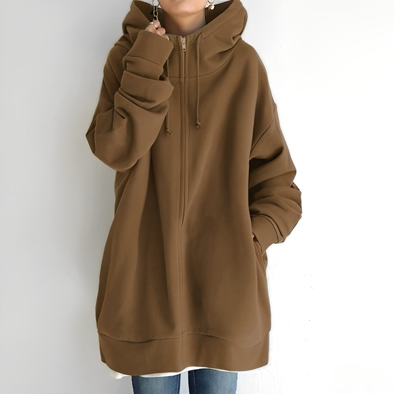 Lange Kapuzenjacke für Damen