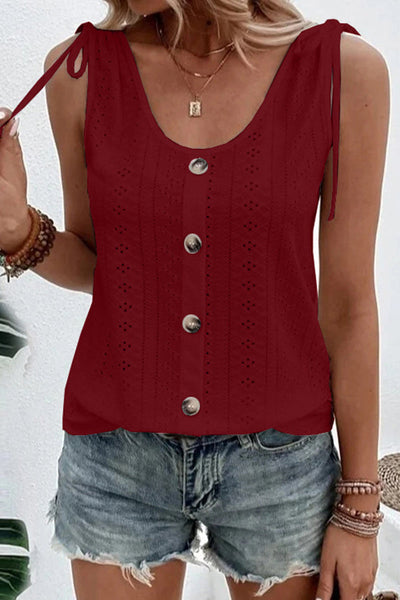 Sherry® | Tanktop mit Knöpfen und durchbrochenen Ausschnitten
