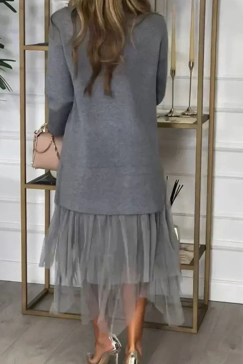 Kleid mit Rollkragen | Tüllrock | Layering-Design mit Reißverschlussdetail