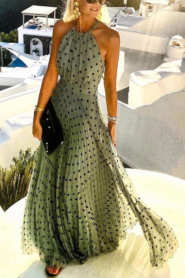 Sidonia® | Inhale Love Langes Kleid mit Polka-Dot-Print