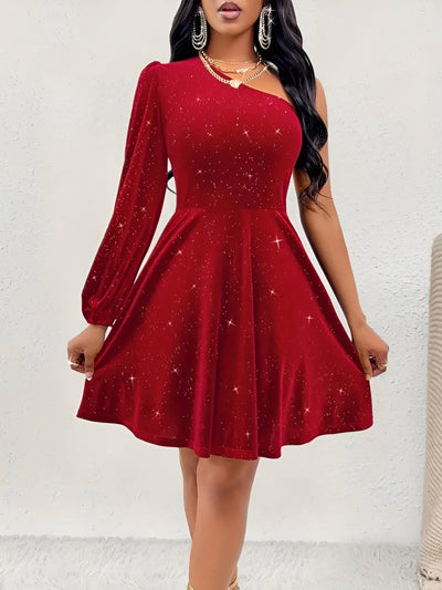 Elina | Elegante One-Shoulder Hemdkleid mit Volant