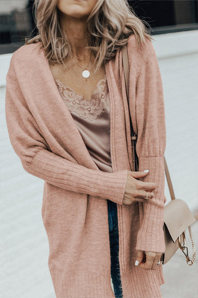 Marigold® | Rauchgrauer, gerippter, langer Cardigan mit Taschen