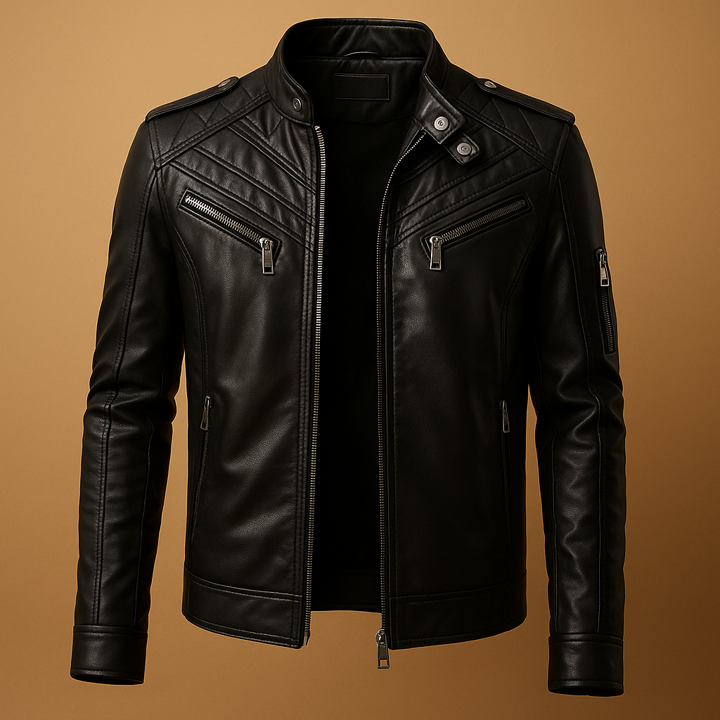 Jasper | Wattierte Lederjacke mit Stehkragen für Herren