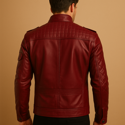 Jasper | Wattierte Lederjacke mit Stehkragen für Herren