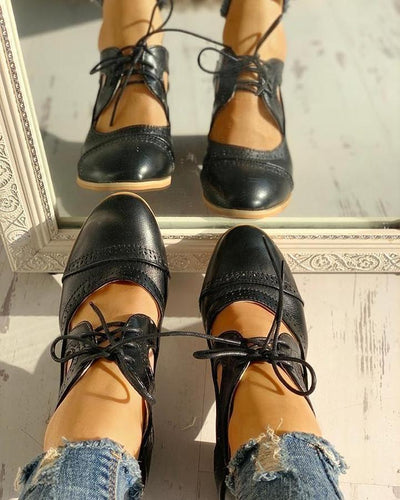 Damen Vintage Schnürschuhe