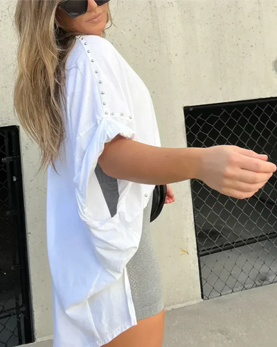 Oversize-Shirt mit Nieten | Rundhals | Urbaner Look
