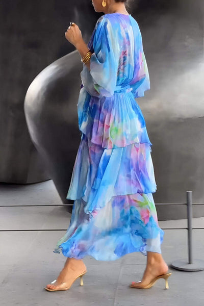 Maxikleid mit Wickeldesign | Mehrlagige Rüschen | Luftig und Elegant