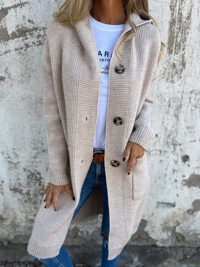 Langer Strick-Cardigan | Knopfleiste | Gemütlich und Stilvoll