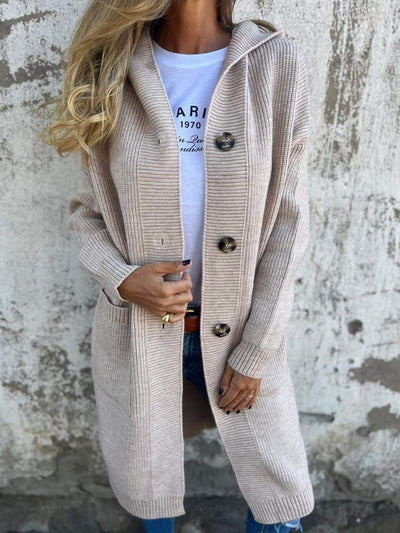 Langer Strick-Cardigan | Knopfleiste | Gemütlich und Stilvoll