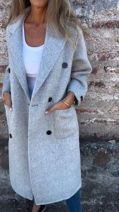 Langer Wollmantel | Doppelreihiger Schnitt | Zeitlose Eleganz