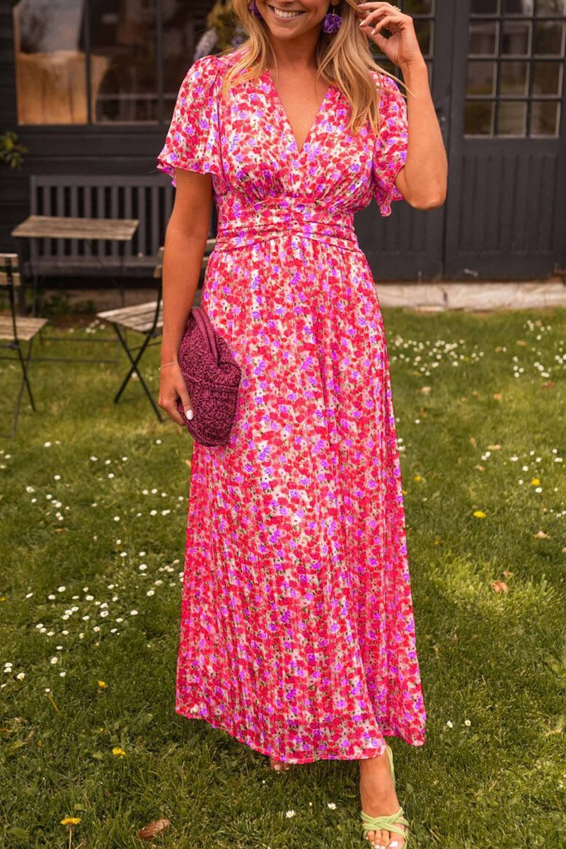 Maxikleid mit Blumenprint | Flatterärmel | Femininer Sommerlook