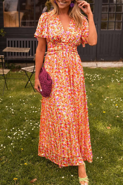 Maxikleid mit Blumenprint | Flatterärmel | Femininer Sommerlook