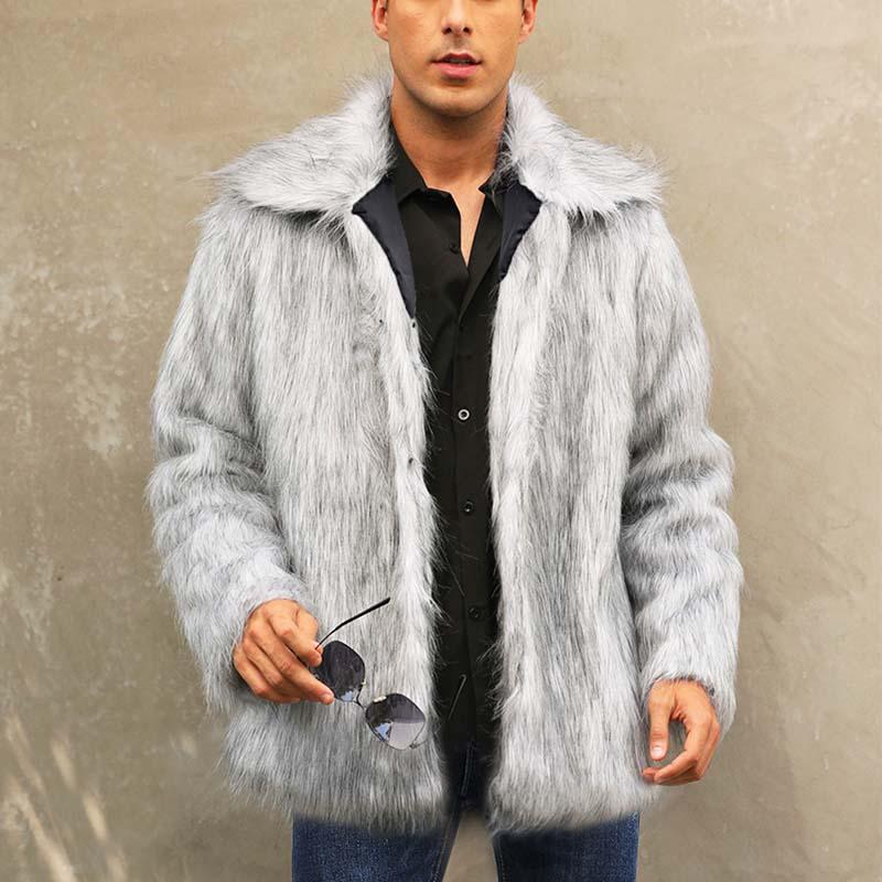 Herren Offener Mantel mit Pelzdesign