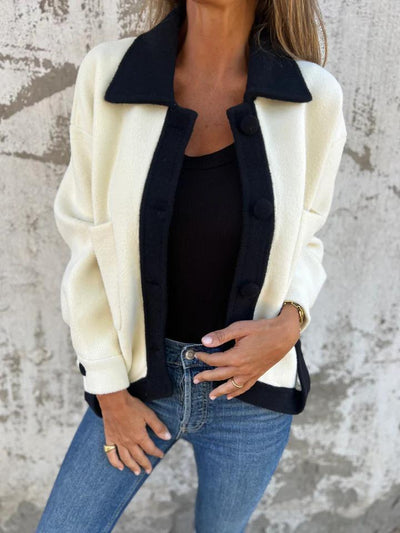 Kontrast-Cardigan | Knopfverschluss | Moderner Look