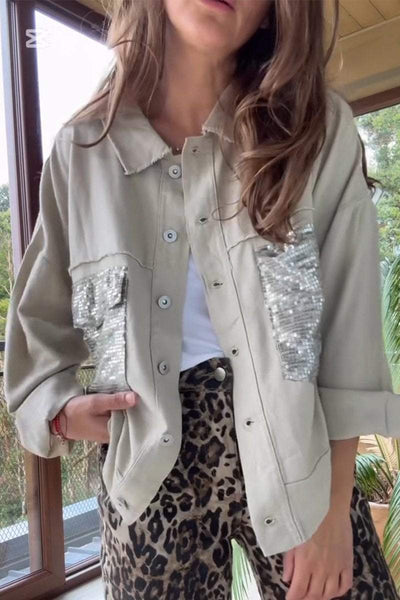 Hemdjacke mit Pailletten | Oversize-Schnitt | Lässiger Glamour