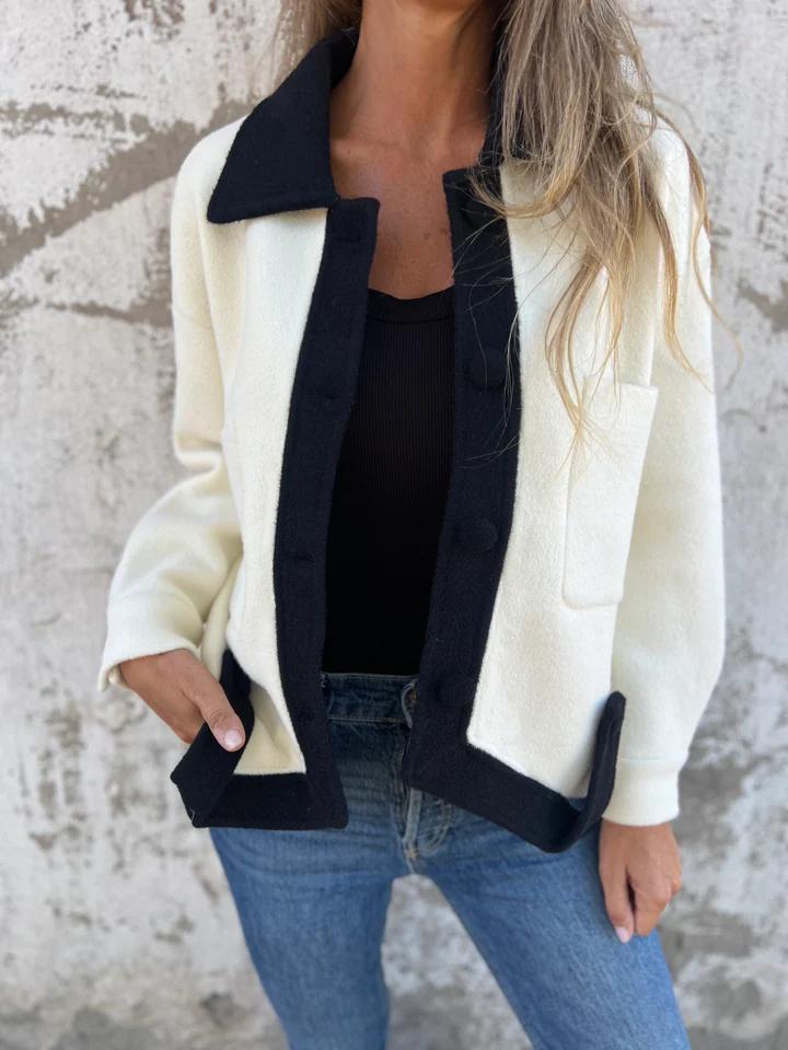 Kontrast-Cardigan | Knopfverschluss | Moderner Look