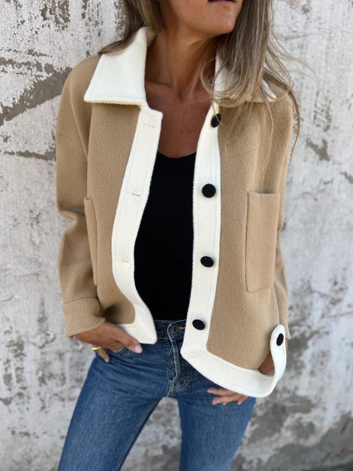 Kontrast-Cardigan | Knopfverschluss | Moderner Look