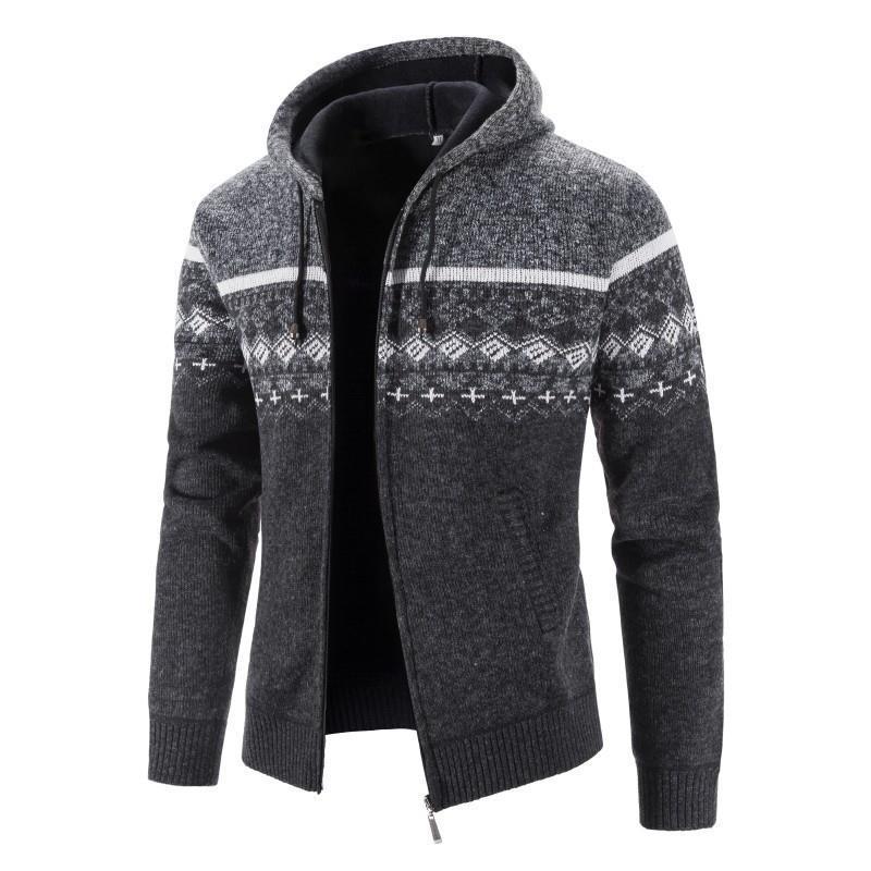 Herren-Strick-Hoodie mit vollem Reißverschluss