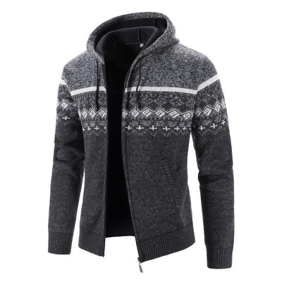 Herren-Strick-Hoodie mit vollem Reißverschluss