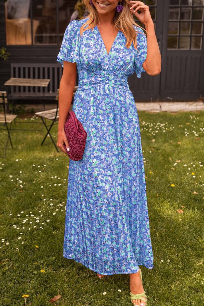 Maxikleid mit Blumenprint | Flatterärmel | Femininer Sommerlook