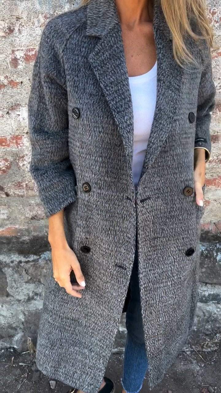 Langer Wollmantel | Doppelreihiger Schnitt | Zeitlose Eleganz