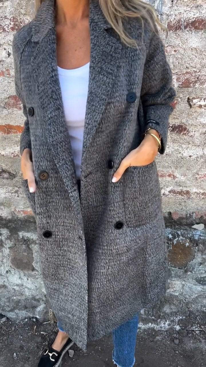 Langer Wollmantel | Doppelreihiger Schnitt | Zeitlose Eleganz
