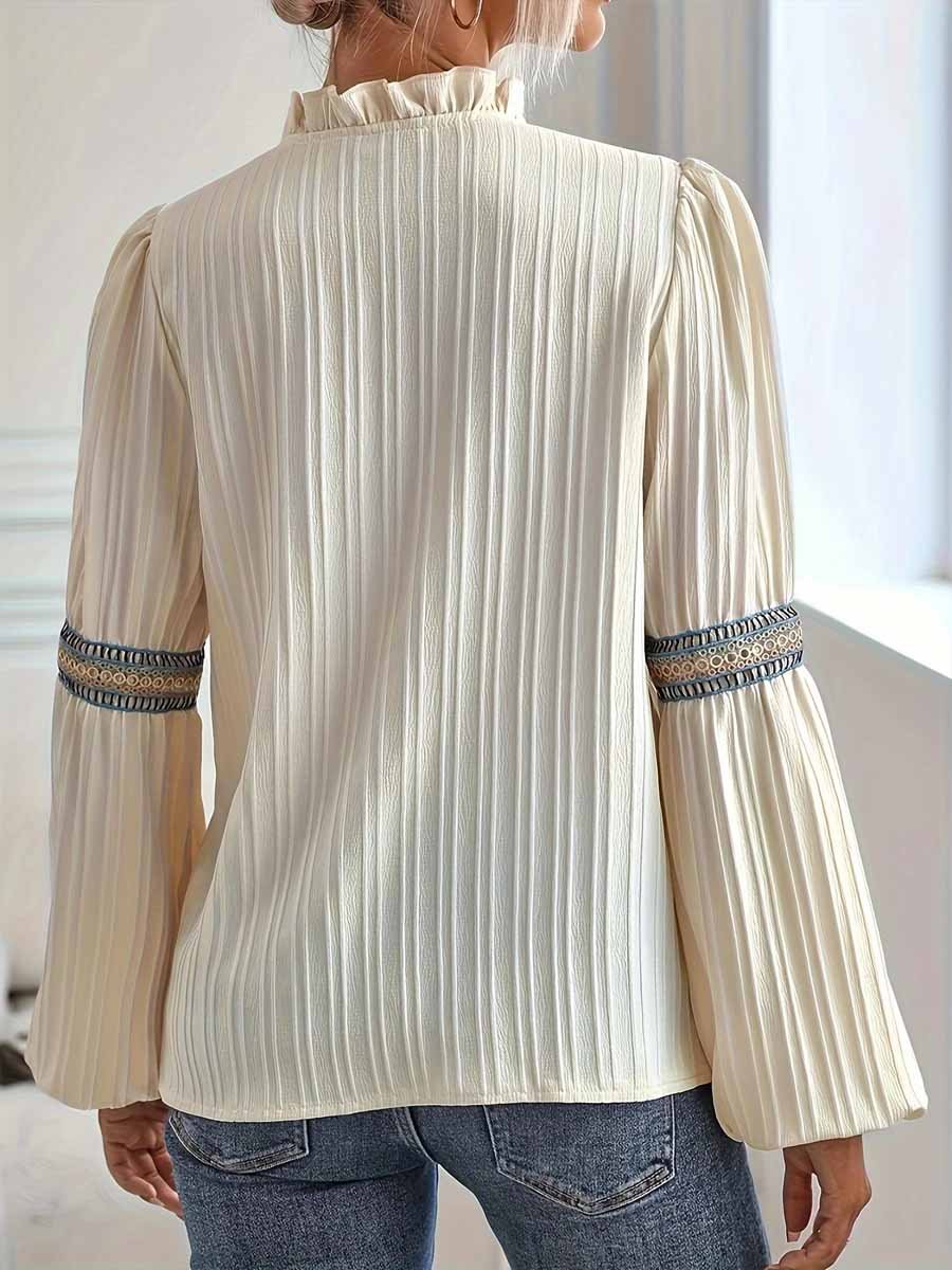 Bluse mit Zierborte | Ballonärmel | Strukturierter Stoff