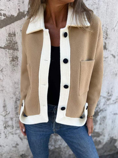 Kontrast-Cardigan | Knopfverschluss | Moderner Look