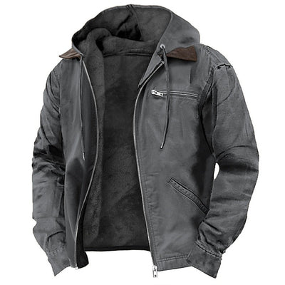 Herren Winterjacke | Lässig mit Kapuze und Reißverschlusstaschen