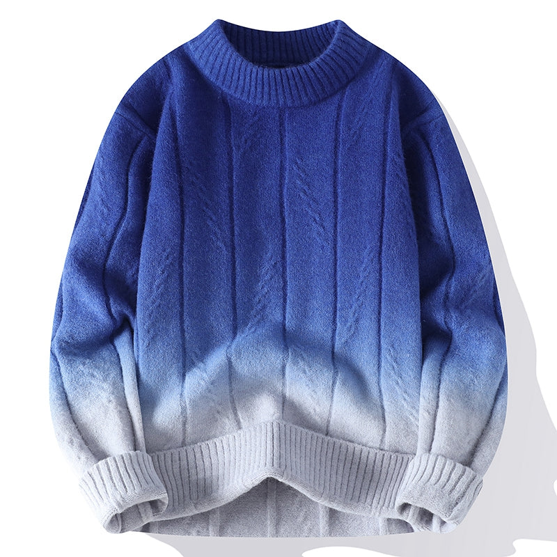 Gemütlicher Strickpullover | Strukturmuster & moderner Verlauf | Lässiger Stil