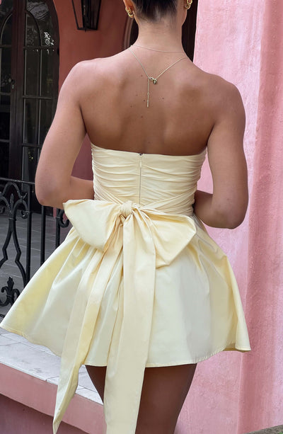 Katrina Mini Kleid in Zitronenfarbe