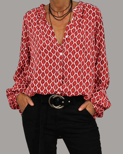 Lena - stylische bluse mit v-ausschnitt und langen armeln