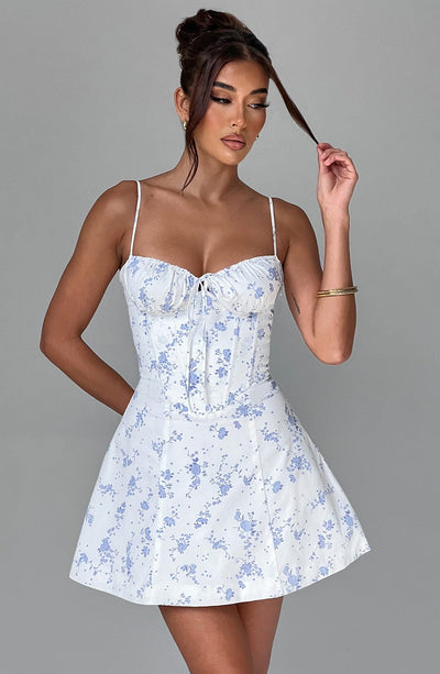 Lacey Mini-Kleid im blauen Ditsy-Druck