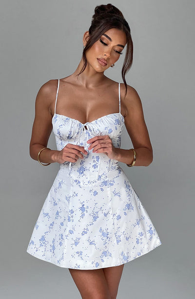 Lacey Mini-Kleid im blauen Ditsy-Druck