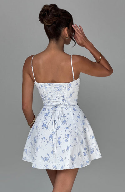 Lacey Mini-Kleid im blauen Ditsy-Druck
