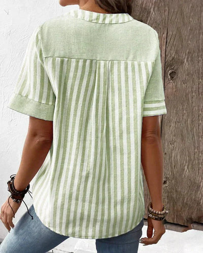 Bluse mit Streifenmuster | Stehkragen | Knopfleiste vorn