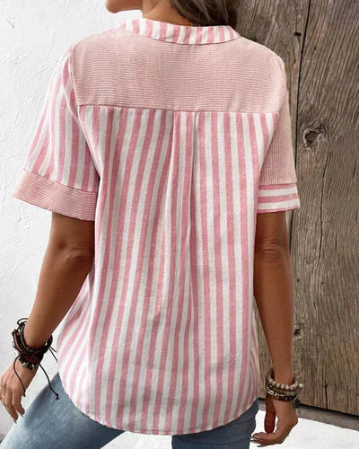 Bluse mit Streifenmuster | Stehkragen | Knopfleiste vorn