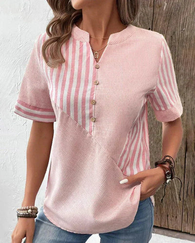 Bluse mit Streifenmuster | Stehkragen | Knopfleiste vorn