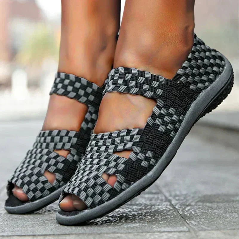 Gewebte Sandalen | Elastisches Design | Bunter Komfort-Look