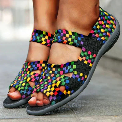 Gewebte Sandalen | Elastisches Design | Bunter Komfort-Look