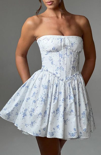 Maeve Mini Kleid - Ditsy Druck in Blau