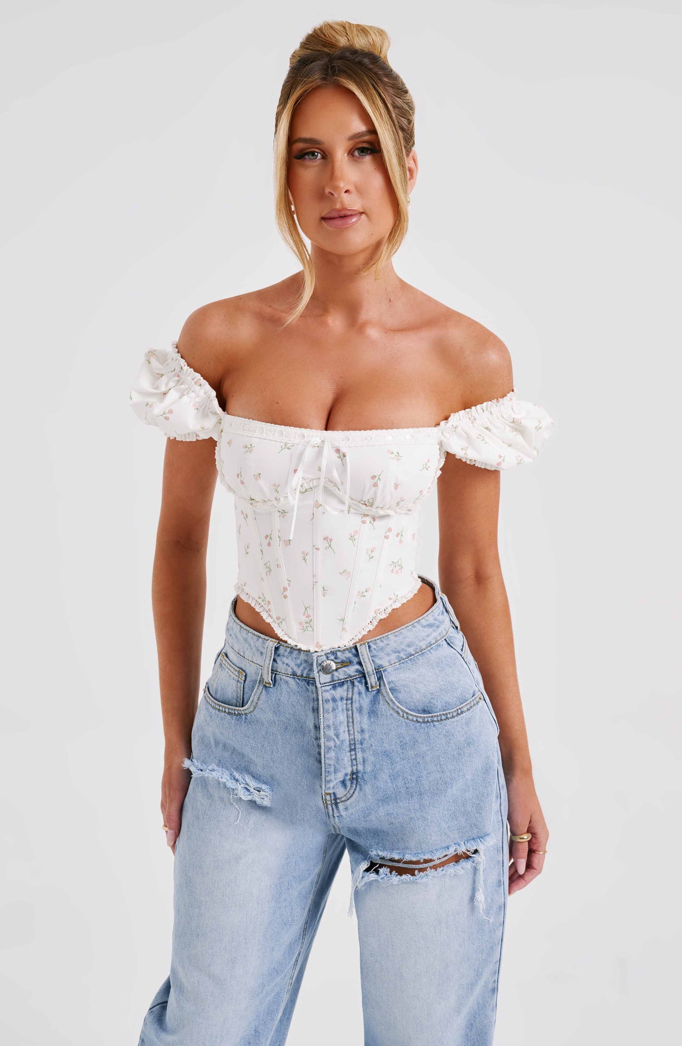 Matilda Corset - Blush Floral Pattern