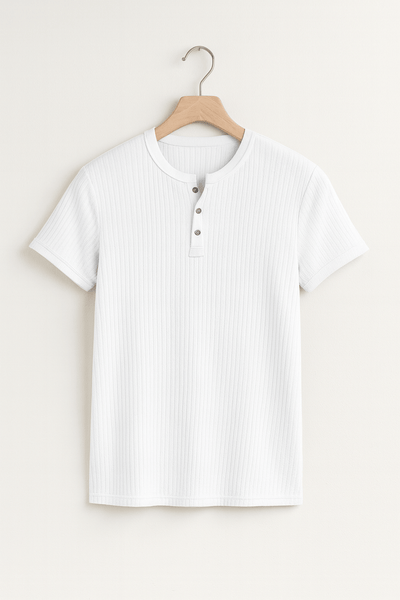 Geripptes Henley Kurzarmhemd