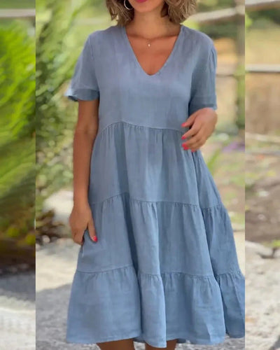 Atmungsaktives V-Ausschnitt Midikleid