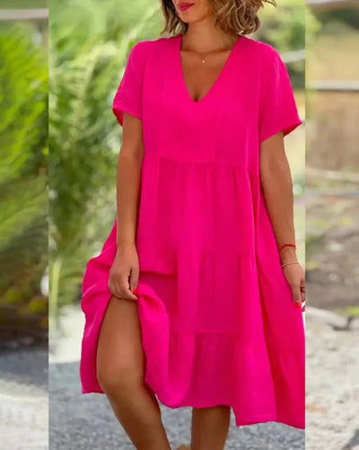 Atmungsaktives V-Ausschnitt Midikleid
